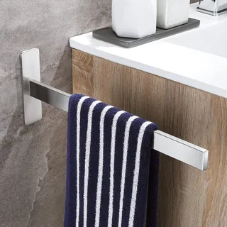 OETAMS Handtuchhalter Ohne Bohren Handtuchstange 304 Edelstahl Handtuchhalter Bad Selbstklebend Badetuchhalter Einarmig Gebürstet Silber 38CM