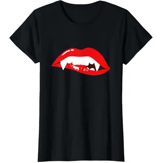 Vampir T-Shirt - Halloween Sexy Mund Lippen Zähne Geschenk T-Shirt