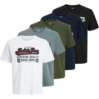 JACK & JONES T-Shirt »T-Shirt JJELOGO TEE O-NECK 5PK 5er Pack«, blau