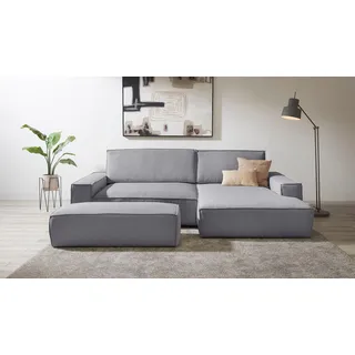 Home affaire Polsterecke »SHERWOOD XXL tief, L-Form, Schlaffunktion, Bigsofa, Cord, Leinenoptik« stellbar zum Schlafsofa (Krokodilverbinder), Cord, Leinenoptik, grau