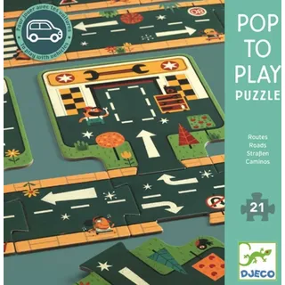 Djeco Pop zum Spielen puzzle: Straßen (klappbarer Spielplatz - 21 Teile)