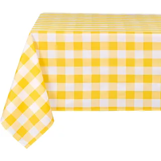 DWCN Karierte Tischdecke 140x200cm Tischdecke Outdoor Tischdecke Abwaschbar Wetterfest Fleckschutz Wasserdicht Tischdecke für Draußen Picknick Esszimmer Garten Party Hochzeiten, Gelb und Weiß