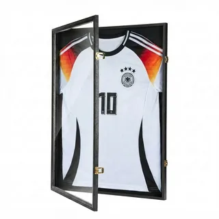 Walasis Trikotrahmen 60x80 Bilderrahmen für Trikot: Holz Rahmen zum befüllen Fußball Trikot - Groß XL Tiefer Objektrahmen 3D Box Frame für T-Shirts Schwarz