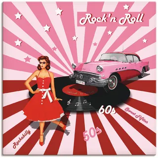 ARTland Wandbild »Rock'n Roll die 50er Jahre«, Auto, (1 St.), als Alubild, Outdoorbild, Leinwandbild, Poster, Wandaufkleber, pink