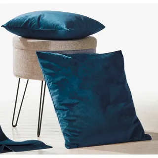 Weckbrodt Dekokissen »Valentin« Samt-Optik, Velour, Unifarben, Kissenhülle ohne Füllung, blau