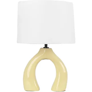 Beliani Tischleuchte Gelb/Weiß Abbie , Keramik , E27 , 28x43x28 cm , Lampen & Leuchten, Innenbeleuchtung, Tischlampen