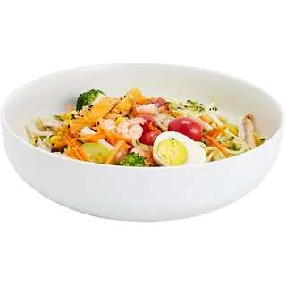 Swuut 25.5cm Große Servierschüssel, 2.8 Quart Salatschüssel, Keramik Schwarz Pasta Schüssel, Robust Mischschüsseln, Matte Soup Bowl for Family Kitchen,Microwave & Dishwasher Safe (Weiß)
