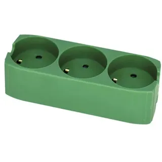 Gripo Socket with 3 outlets and earth, Green