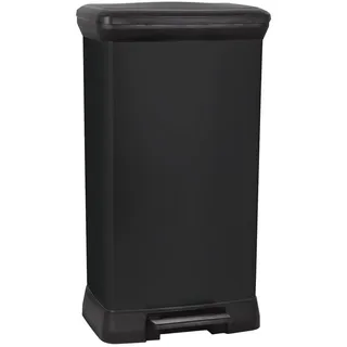 Curver Deco Bin Mülleimer mit Pedal und Deckel, 50L, schwarz metallic, rechteckig,sanft schließend, 39 x 29 x 72 cm