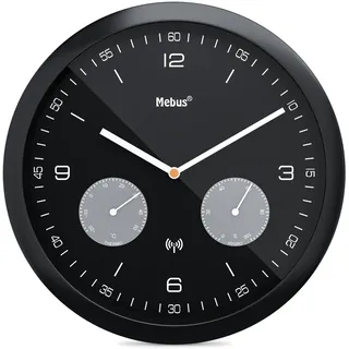 MEBUS Funk-Wanduhr 26 cm 52825 schwarz