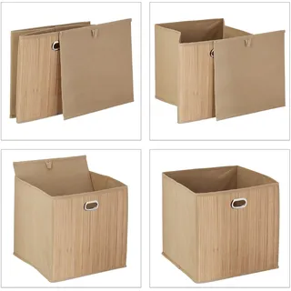 2er Set Aufbewahrungskorb aus Bambus - Faltbare Aufbewahrungsbox - Badezimmerkorb - Schrankkorb Set