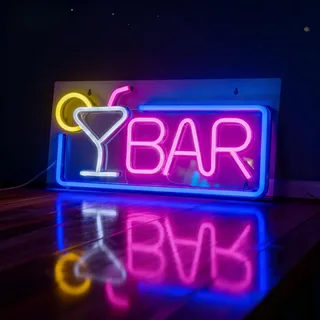 Behogan LED Neon Schild: LED Werbeschild Bier Neon Schild, Wanddekor Leuchtreklame Bar Sign, Acryl Barschild, für Innenraum Bar Dekoration, Hausbar, Pub, Club, Party (42×22cm)