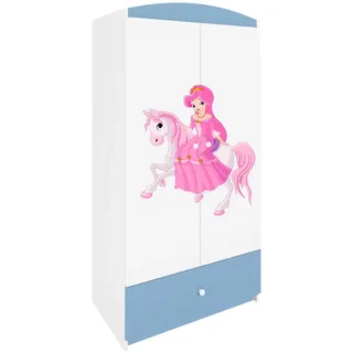 Raumhirsch Furniture Kinderkleiderschrank Prinzessin Ii , Blau , Holzwerkstoff , Rechteckig , 90x175x52 cm , Babymöbel & Kindermöbel, Babyzimmer, Babykleiderschränke