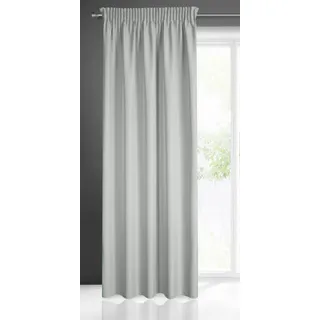 Eurofirany Rita Vorhang Gardine Glatt Schlicht Einfarbig - Kräuselband Modern Schlafzimmer Wohnzimmer Lounge Kinderzimmer 1 Stück Einzeln, Polyester, Stahlgrau, 140X270cm