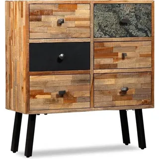 Festnight Sideboard im Vintage-Stil Kommode mit 6 Schubladen aus massivem Teakholz - Gelb
