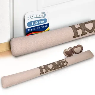 Beautissu Zugluftstopper 100 cm lang Tuuli - 1,1 kg Windstopper als Türvorleger, Haustür Rolle und Kälteschutz Luftstopper - Luftzugstopper Home Zugluft Stopper in Natur