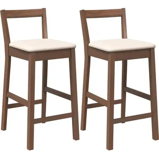 vidaXL Barhocker mit Kissen 2 Stk. Braun Massivholz Gummibaum - Braun