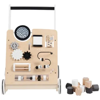 My Baby Lou Lauflernwagen , Grau, Naturfarben, Schwarz, Weiß , Holz, Holzwerkstoff , Birke , massiv, Sperrholz , 42.1x54.3x35.9 cm , EN 71 , Spieltisch ohne Musik , Spielzeug, Babyspielzeug, Lauflernwagen