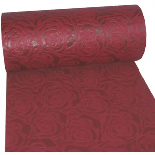 Deko AS GmbH Dekoflor Tischband Tischläufer Tischdeko einzigartiges Rosen Design (Wasserfest, Lotuseffekt, samtige Oberfläche, 5 m Rolle, 30 cm Breite, 100% Nylon), Bordeaux