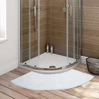 KKPW Duschvorleger Eckdusche, rutschfest Badteppich Eckdusche Aus Mikrofaser, Waschbar Badematte Halbrund, rutschfeste Unterseite, Anthrazit, 100x45 cm
