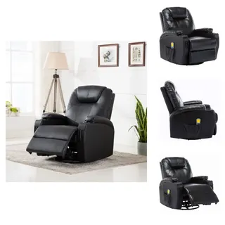 vidaXL Massage-Schaukelsessel Schwarz Kunstleder - Massagesessel - Schwarz