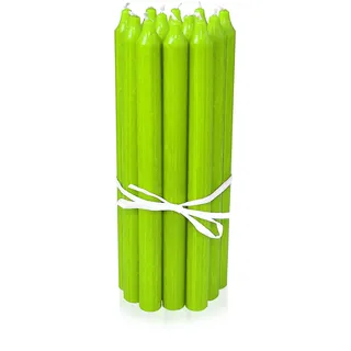 LUMELY dänische Premium Stabkerzen Limettengrün, 12er Pack, Höhe 29cm, Ø 2,2cm, Brenndauer ca. 14 Stunden, zylindrische Leuchterkerzen, Deko Kerzen Set, Kerzen Skandinavisch