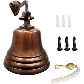 ARSUK Schiffsglocke 5 Zoll - Wandglocke aus Aluminium mit Seil - Laut & Klar - Vintage Glocke zum Aufhängen für Tür, Garten, Boot, Spielhaus oder Bar - Maritime Deko