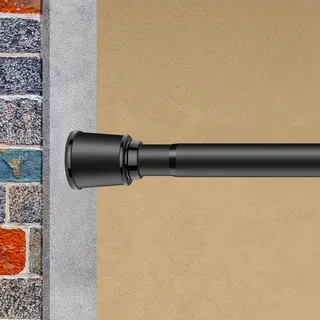 AEAGERY Gardinenstange ohne Bohren 110-460cm,Ø32mm Matt Schwarz Klemmbare Belastbare Gardinenstange Ausziehbar-Vorhangstange,Teleskopstange Duschvorhangstange