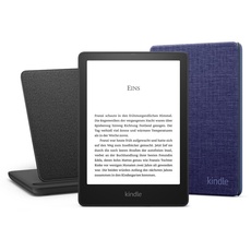 Kindle Paperwhite Signature Essentials Bundle mit einem Kindle Paperwhite Signature Edition (32 GB | ohne Werbung), einer Amazon Stoffhülle (Marineblau) und einem kabelloses Ladedock „Made for Amazon“
