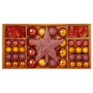 Weihnachtskugeln Baumschmuck Rustikal Karamell & Sepia 54 Packung Bruchsicher