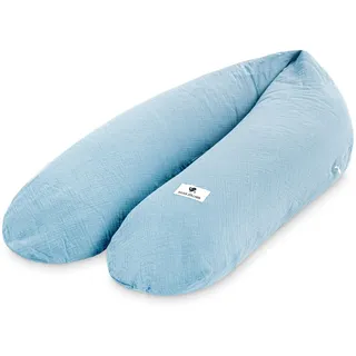 Julius Zöllner Musselin Stillkissen ca. 190 cm | Füllung 42 Liter EPS-Mikroperlen | Made in Germany | Bezug aus 100% Baumwollmusselin | Oeko-TEX® Standard 100 | Denim