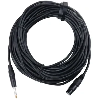 Pronomic XFJ-20 XLR zu Klinke Kabel (unsymmetrisches Mikrofonkabel, Länge 20m, säure- und ölfest, Spannzangen-Zugentlastung) schwarz