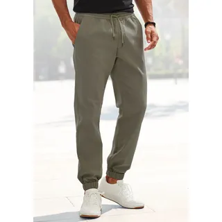 Jogger Pants JOHN DEVIN "Jogg Pants", Herren, Gr. M (48/50), N-Gr, grün (khaki), Web, Obermaterial: 97% Baumwolle, 3% Elasthan, unifarben, bequem lang, Hosen Jogger Pants, aus elastischer Baumwoll-Qualität, Topseller