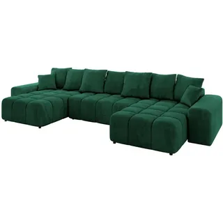 altdecor Eckcouch Samt 6-Sitzer Dunkelgrün