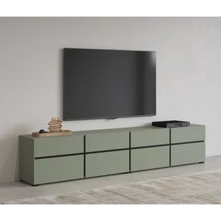 INOSIGN Lowboard »Cross, moderne grifflose TV-Kommode,4 Klappen/4 Schubkästen« Breite 225 cm, TV-Schrank mit viel Stauraum, TV-Board, grün