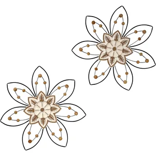 Hofmann Living And More Wanddekoobjekt "Wanddekoration", beige (naturfarben), T:5cm Ø:57cm, Metall, HOFMANN LIVING AND MORE, Wanddekoobjekte, Wandbild im 2er-Set, Vögel