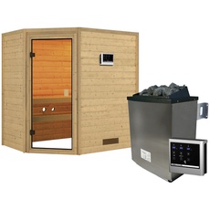Bild KARIBU Sauna Svea inkl. 9 kW Saunaofen mit externer Steuerung, für 3 Personen - beige