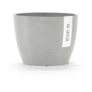 Ecopots Blumentopf Stockholm Mini 16,2/12 cm Hellgrau , Kunststoff , Beton Optik , Rund , 12 cm , Dekoration, Blumen & Blumentöpfe, Übertöpfe