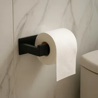 Edelstahl Toilettenpapierhalter zum Ankleben, 1 Set, in Schwarz, Halter für Toilettenpapier, Selbstklebende WC Rollen Halterung, Klopapierhalterung zum Kleben, Bad Rollenhalter Klo Rapier, Wandhalter