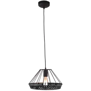 Brilliant Tory Pendelleuchte 1flg schwarzmatt/rattan Innenleuchten,Pendelleuchten | 1x A60, E27, 40W, geeignet für Normallampen (nicht enthalten) | In der Höhe einstellbar/Kabel kürzbar