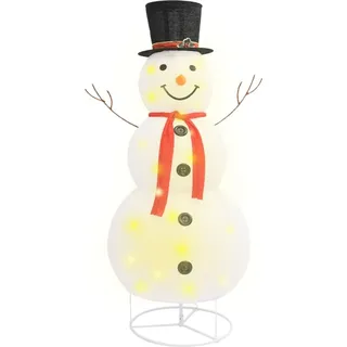 vidaXL LED-Schneemann Weihnachtsfigur Luxus-Stoff 180 cm - Weiß
