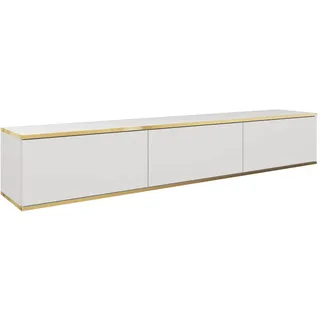 Mirjan24 Oro I TV-Lowboard 175x30x32 cm Weiß/Gold Melamin
