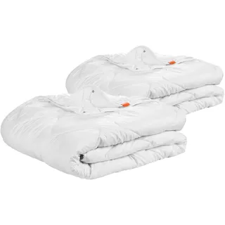 Bettdecke 135 x 200 cm, 2er Set, 4-Jahreszeitendecke, 100% Mikrofaser, Allergiker geeignet, sleepling Basic 100 - Weiß