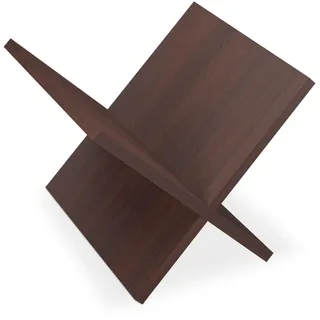 Relaxdays Zeitungsständer Walnussholz, Wohnzimmmer X-Form, Magazinhalter modern, HxBxT: ca. 25,5x32x29 cm, dunkelbraun