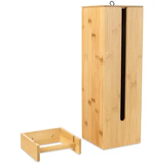 Schramm® Bambus Set Toilettenpapierhalter stehend 13,5 x 13,5 x 42 cm inkl. Wandhalterung Klopapierhalter Toilettenpapieraufbewahrung Ersatzrollenhalter Rollenhalter
