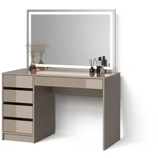 Livinity® Schminktisch Imola Greige 120 cm mit LED-Spiegel , Holzwerkstoff , 5 Fächer , 5 Schubladen , Rechteckig , 120x75x55 cm , Schlafzimmer, Schminktische