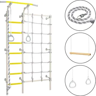 Sprossenwand kinderzimmer Next-3 silber - gelb | Kletterwand | Turngeräte | Wandmontage - Weiß, Gelb