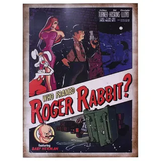 KUSTOM ART Poster Serie Poster, Filme, Prominente, Wer hat Roger Rabbit (Who Framed Roger Rabbit) Bob Hoskins Kathleen Turner Christopher Lloyd Druck im Vintage-Stil auf beschichtetem Papier 40 x 30