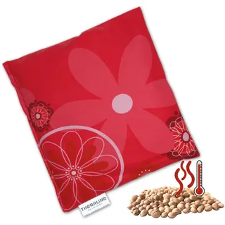 Theraline Kirschkernkissen ca.19x19cm, Wärmekissen, Körnerkissen, Mikrowelle, Körnerkissen Mikrowelle, Kirschkernkissen Nacken Schulter, Wärmekissen Mikrowelle (Retroblume rot, 19x19cm)