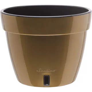 Santino ASTI 34CM Selbstwässernder Blumentopf mit Wasserstandsanzeiger für Anlagen, Blumen, Kräuter (Ø 34 cm, H 28 cm, 18L - Gold/Black)
